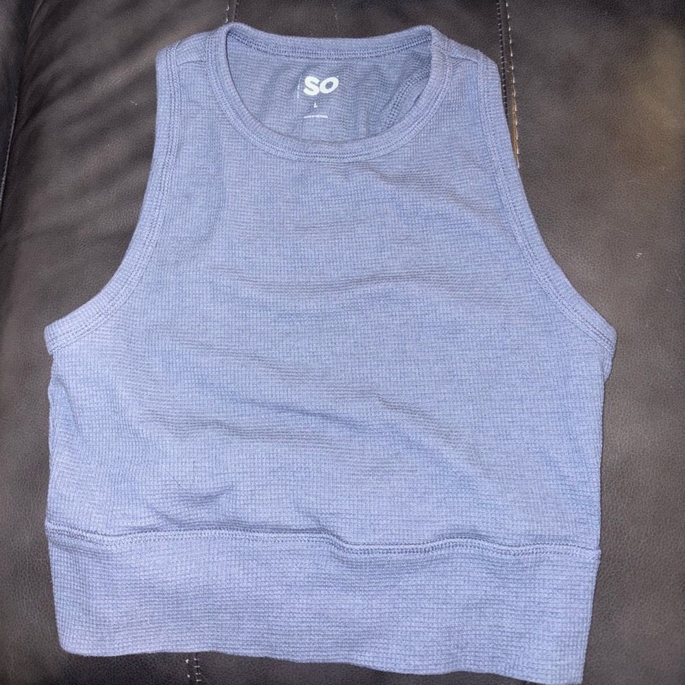 SO Women's Light Blue Ribbed Crop Tank